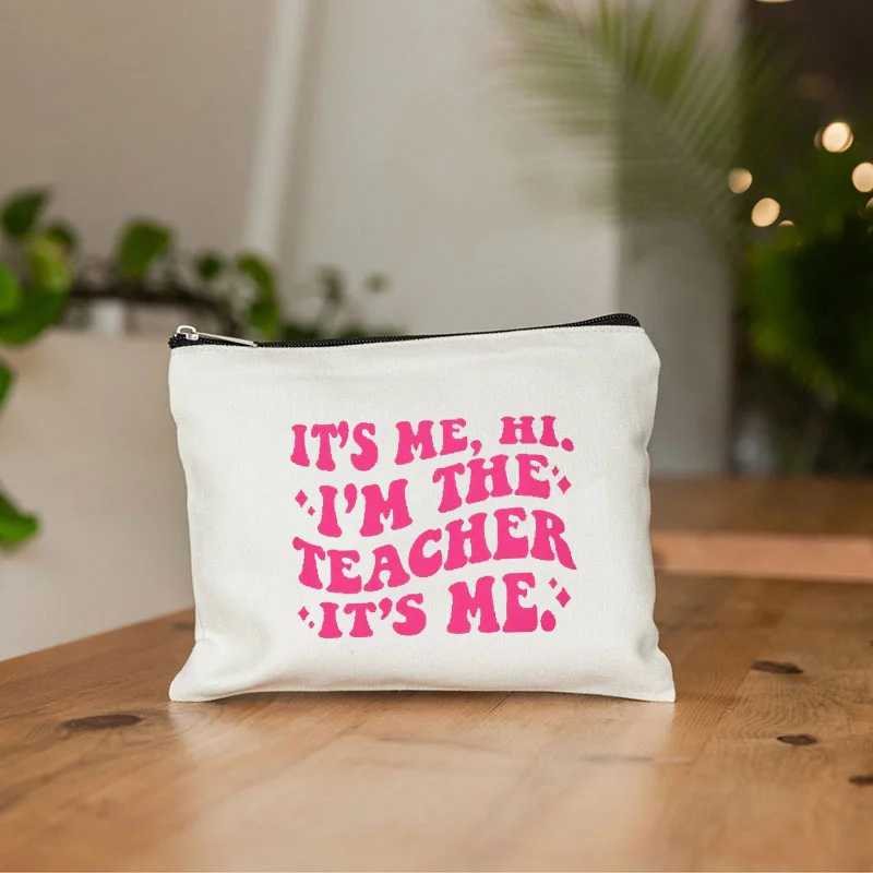 Es ist mir Hallo, ich bin der Lehrer, es ist mir Make-up-Tasche zurück zu Schullehrer Leben Kosmetik Fälle Vintage Grafik Lehrer Geschenk Brieftasche