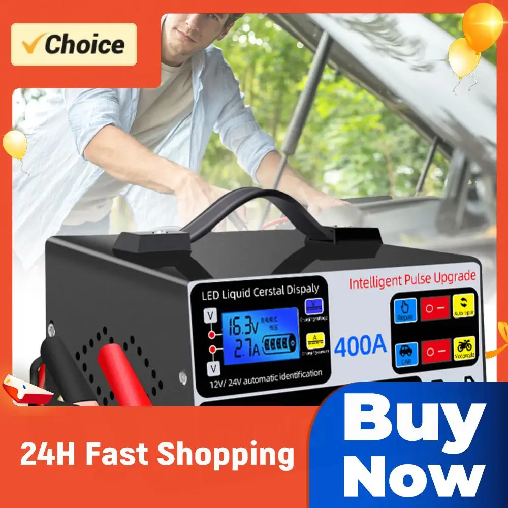 

400A Car Battery Charger Five-Stage Battery High Power Fast Charger Intelligent Pulse Repair Charger Self-Stop Battery Charger