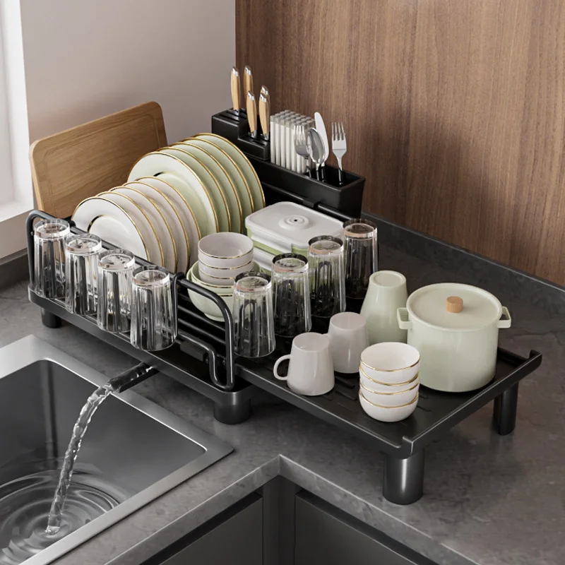 Multifunctional Dish Rack for Kitchen Counter Large Dish Drainer with Drainboard Storage Rack Kitchen Dish Drying Rack