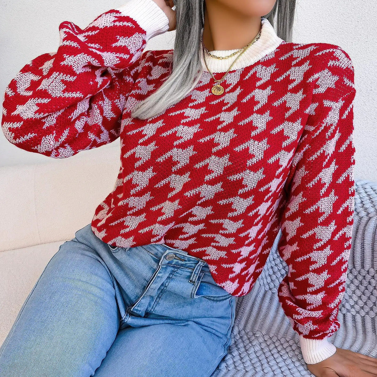 الخريف الشتاء عادية محبوك سترة طويلة Sve العلوية محطة مستقلة عبر الحدود المرأة Faion لا العلامة التجارية #2