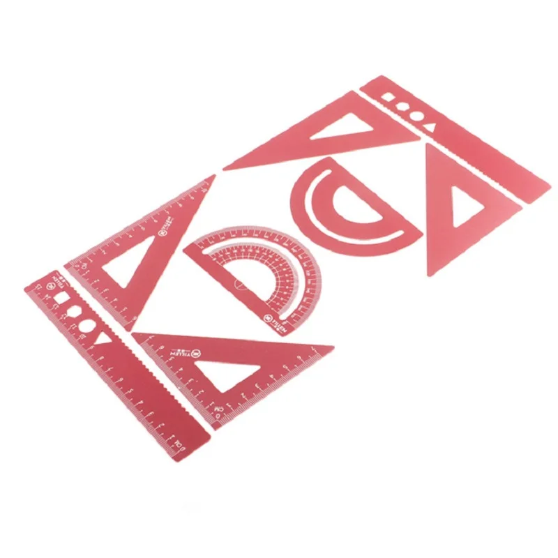 4PCS/Set UV Aluminum Alloy Ruler Drawing Measurement Geometry TriangleRuler straightedge Protractor A variety of rulers