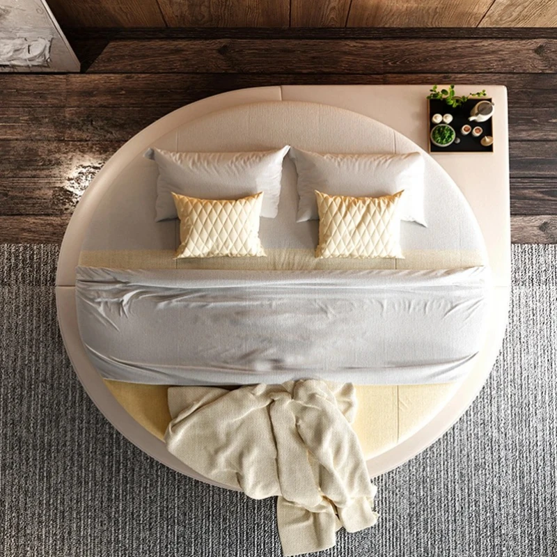 Round Create Designer Bed Unique King Size Double Light Luxury Wedding Bed Fashionable High Quality Cama De Casal Beds Furniture