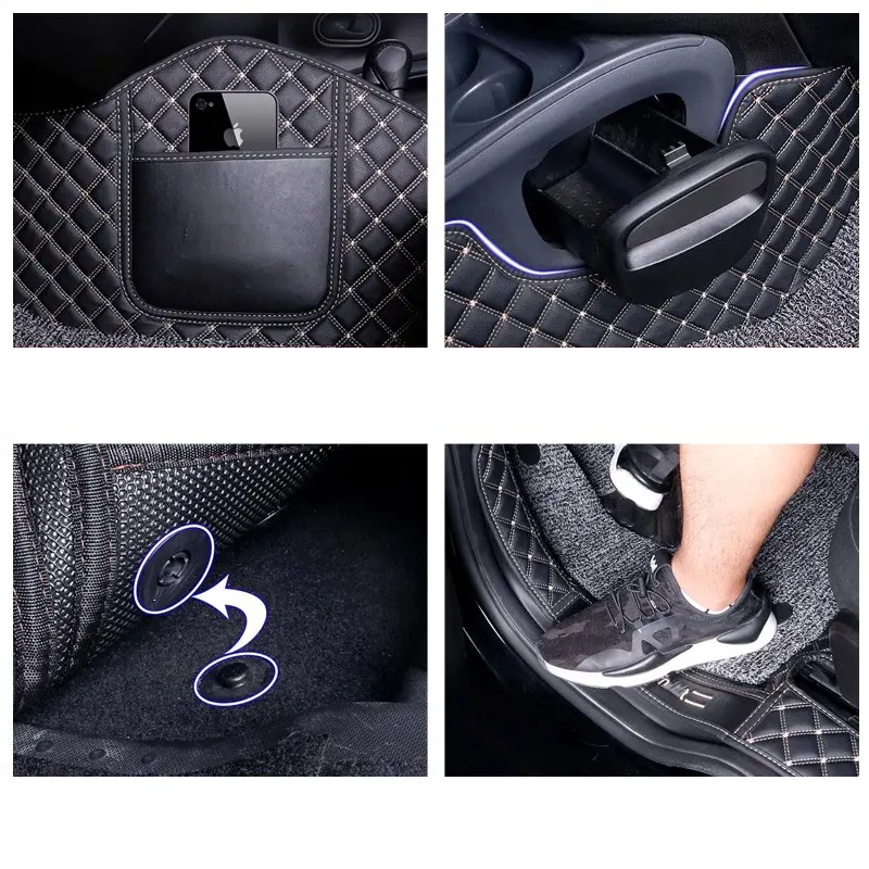 2Pcs Car Full Surround Leather Foot Pad Anti Slip Decoration For SMART 451 453 Fortwo Car Accessories Interior Modification