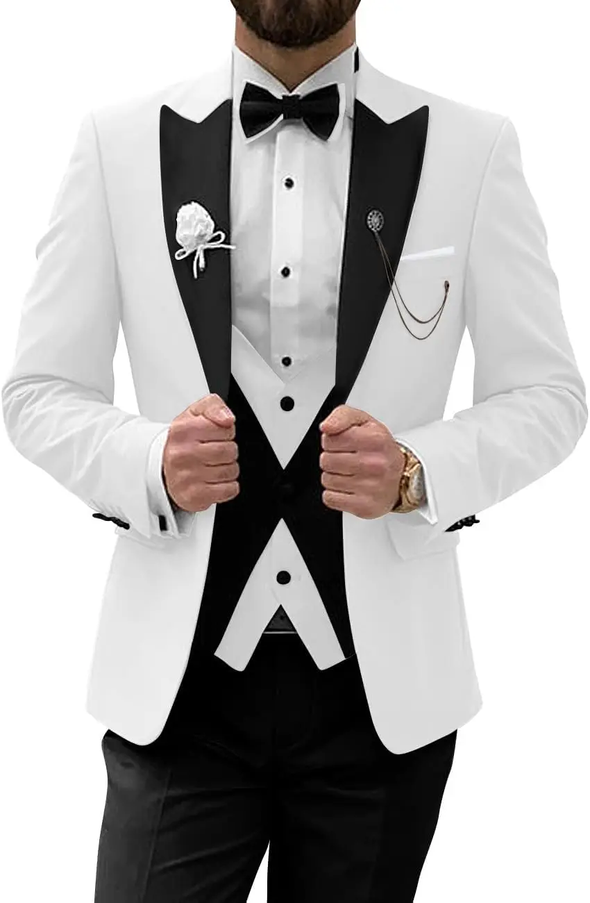 

Men's Tuxedo Suit 3 Piece Suits for Men Slim Fit Wedding Prom Tuxedo for Men Formal Business Suit