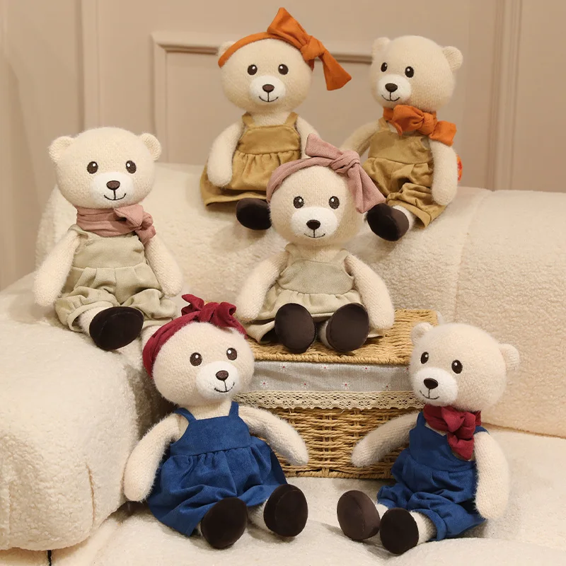 Cute Cartoon Bear Plush Toy Soft Stuffed Animal Doll Couple Outfits Romantic Valentine's Day Holiday Gift Wedding Decor Men Wome