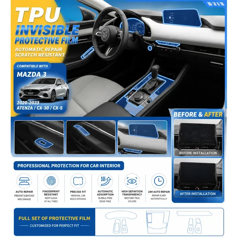 For Mazda 3 Axela CX5 30 Tempered Glass Screen Protector Central Control Navigation Display Film Interior Dashboard