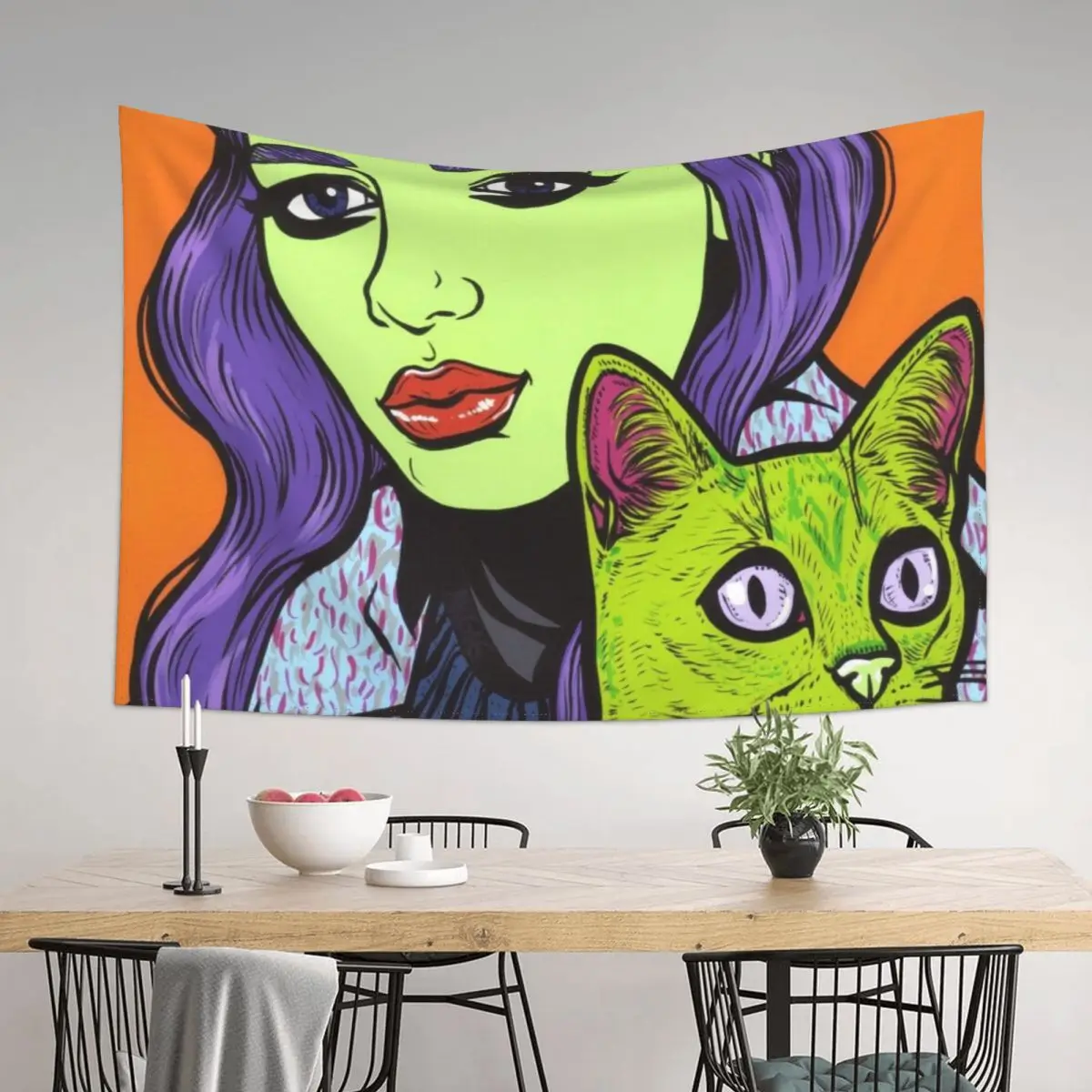 

Girl with Cat Tapestry Wall Tapestries Bedroom Decorations Decorative Paintings Decor For Room Tapestry