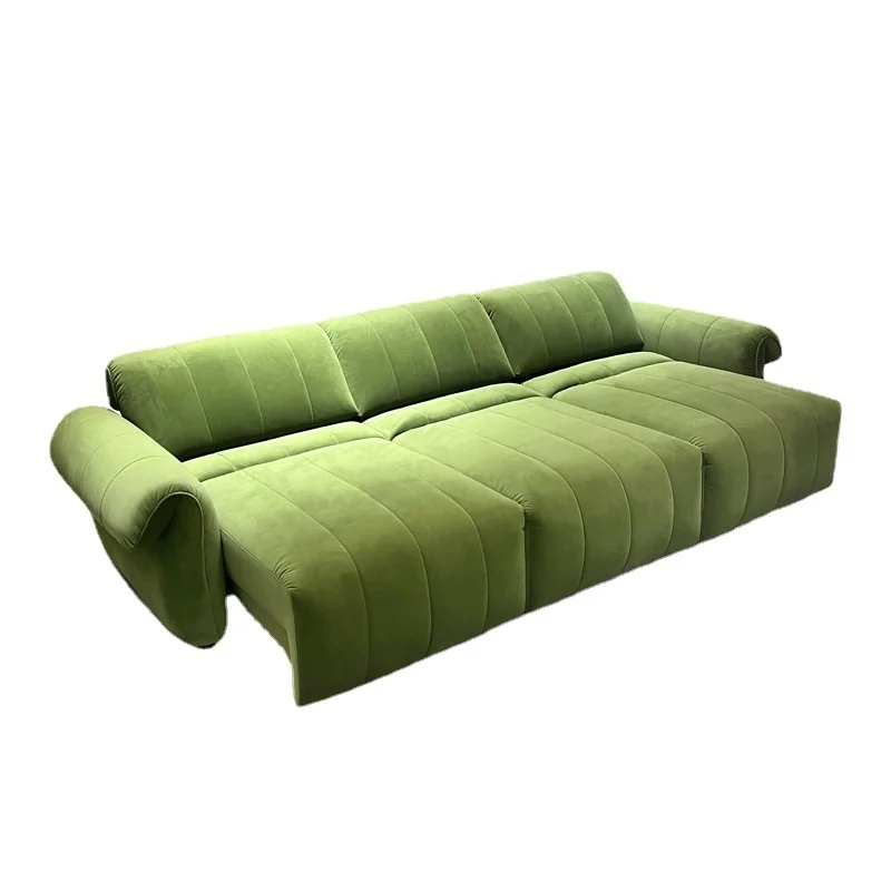 

Dual-purpose electric double sofa bed dark green velvet multi-folding