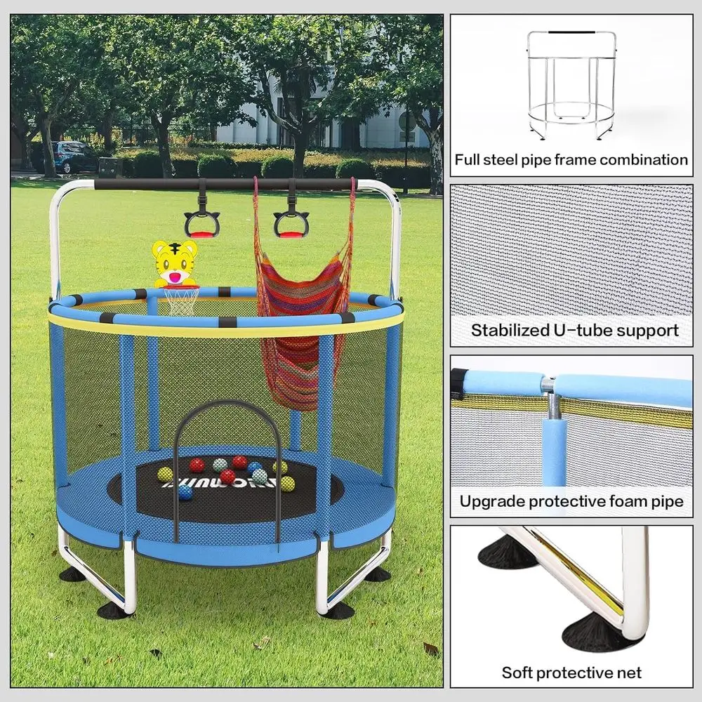 Trampolina fitness dla dorosłych - 40'/48' 150 kg Składana trampolina do ćwiczeń z regulowanym piankowym uchwytem, cicha mini trampolina do ćwiczeń w pomieszczeniach