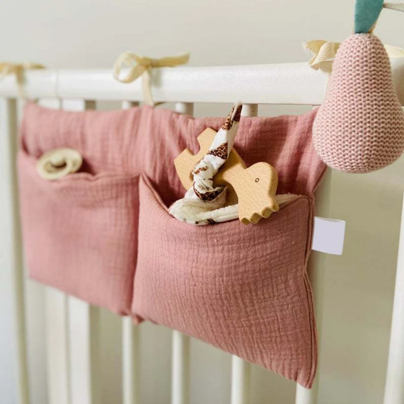 Baby Bedside Storage Bag Baby Crib Organizer Hanging Bag For Baby Essentials Multi-Purpose Newborn Bed Hanging Diaper Toy Tissue