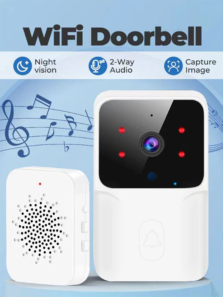 Doorbell video low power WIFI link, rechargeable model doorbell night vision HD intelligent security 1 drag 1 home intercom