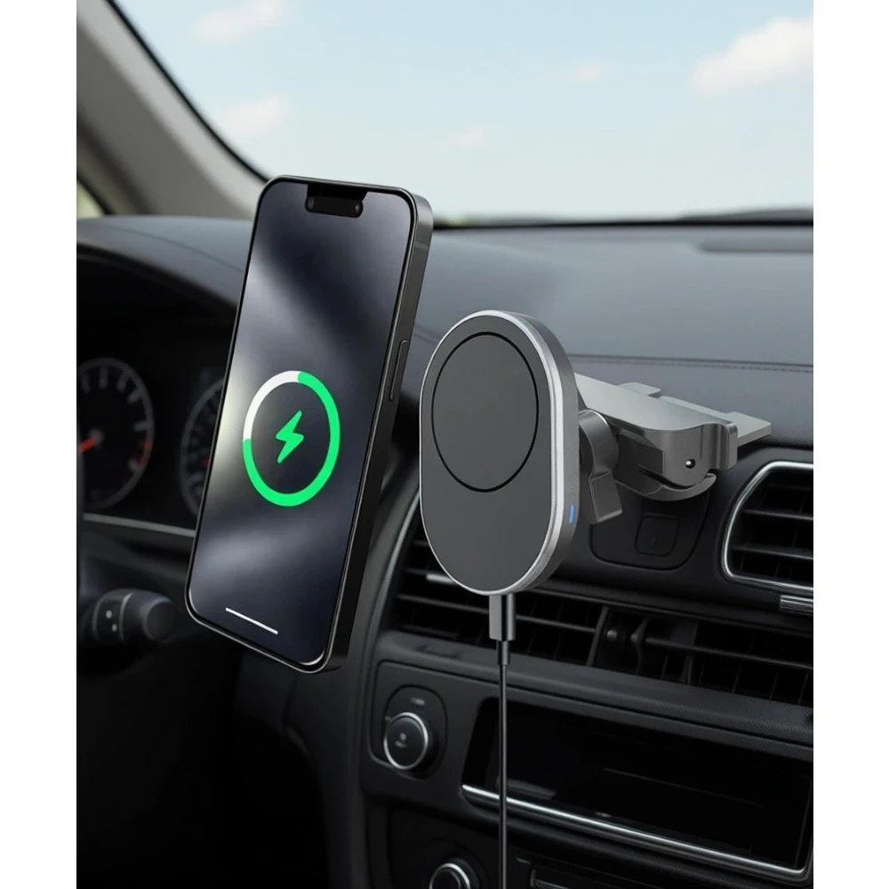 

Беспроводное зарядное устройство для автомобиля с магнитным креплением на CD-слот, 15 Вт, 360-градусное вращение, быстрая зарядка для всех смартфонов