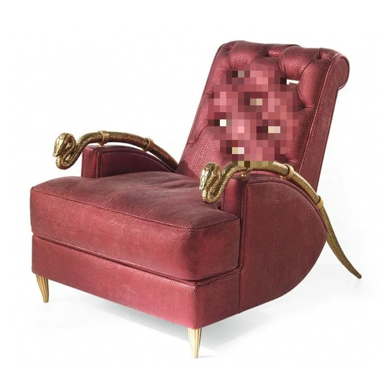 Leisure chair pure copper hotel villa crocodile leather single backrest tiger chair