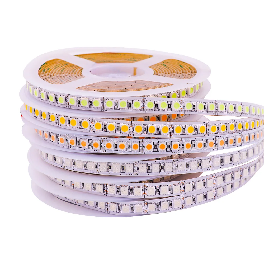 Tira de luces LED para decoración del hogar, cinta Flexible impermeable de 12V y 5m, SMD 5050, 2835, 5054, 5630, 120Led, 240LED, 60LED, 10 colores