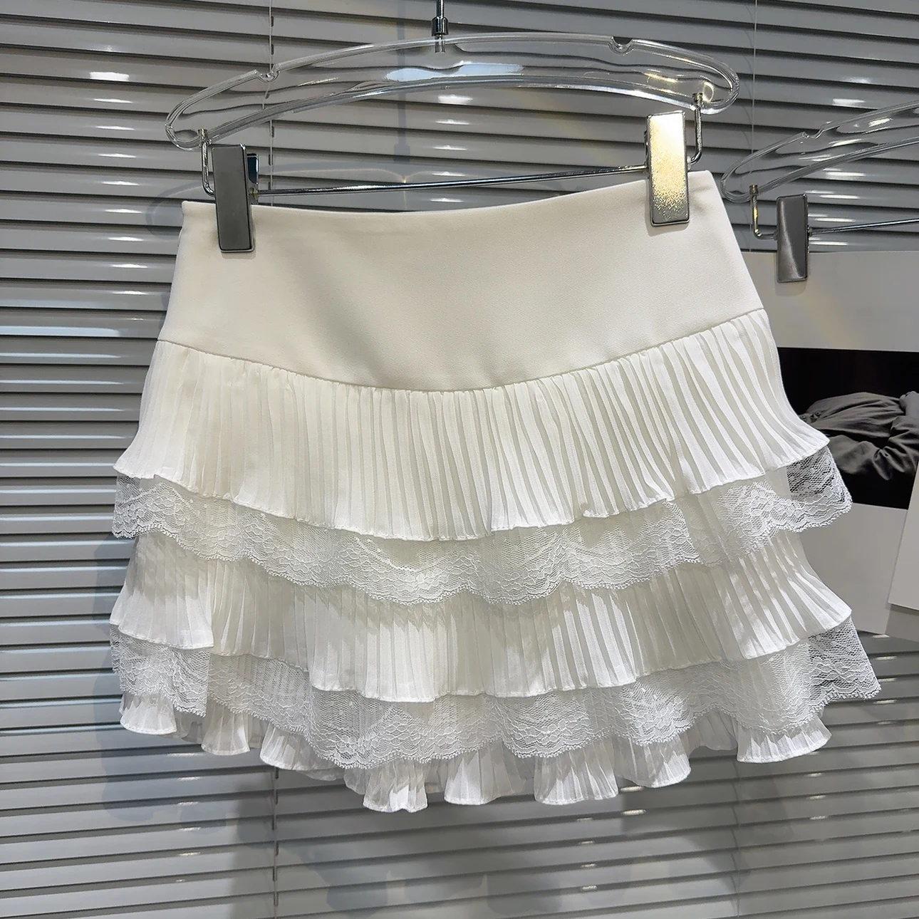 

Юбка-пуф с милой кружевной отделкой, весна-лето, трапециевидная юбка для девочек, модная плиссированная юбка-тортик, маленькая Fraance Sle