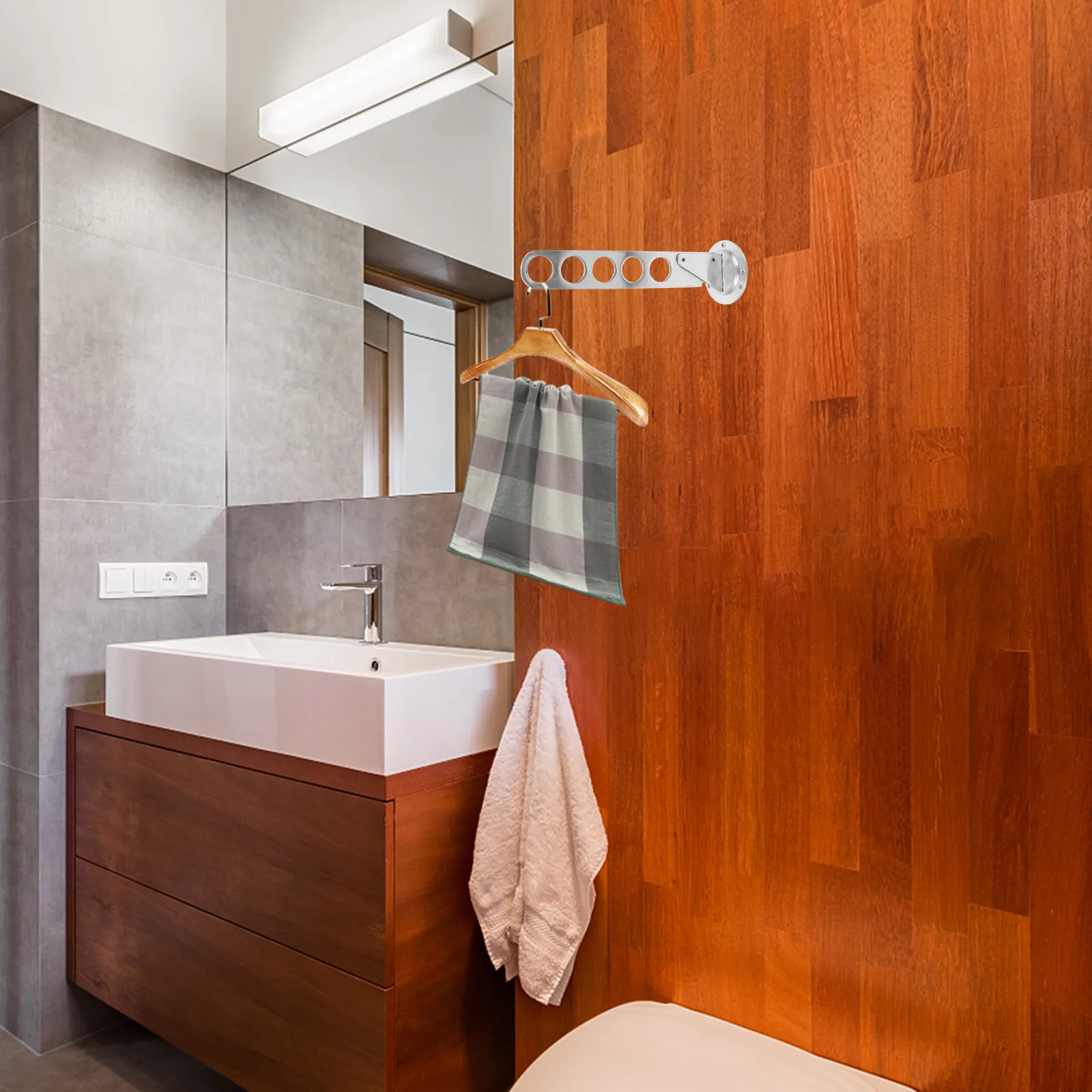 

Stainless Steel Folding Clothes Hanger Rack Wall Mounted Adjustable Clothes Drying Rack Closet Organizer Multipurpose Storage