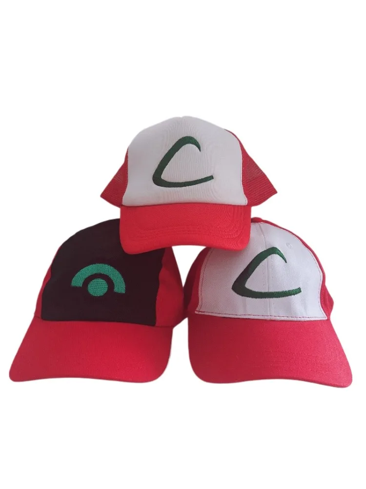 Pokemon Spirit letra C Ash Ketchum Cosplay Unisex Casual playa béisbol gorra de sol bordado algodón Hip-hop Rock gorra de red al aire libre