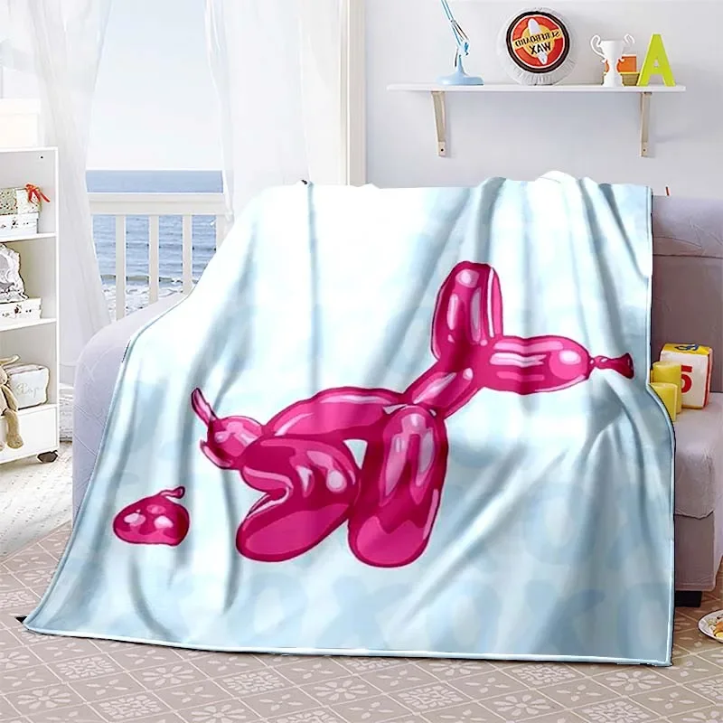 Cute Balloon Dog Flannel Soft Warm Blanket Retro Blanket Bed Bedroom Living Room Sofa Travel Picnic Blanket Birthday Gift