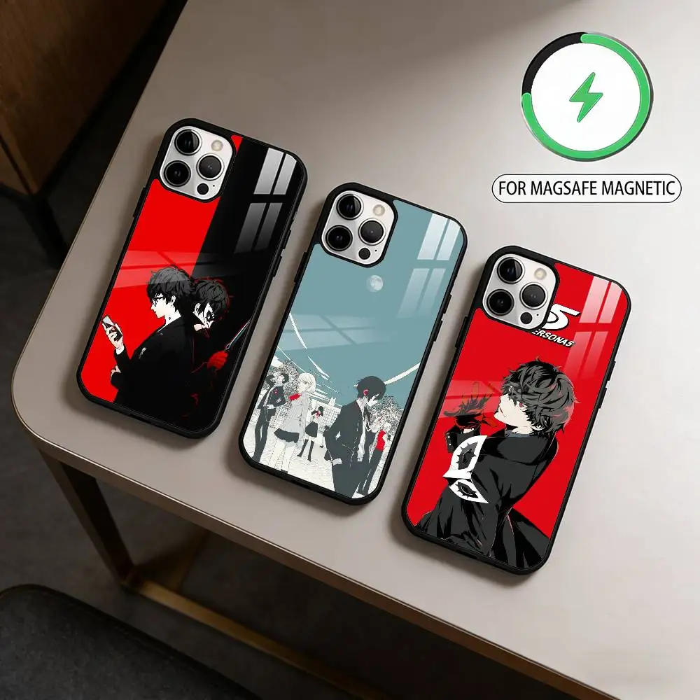 

COOL Anime P-Persona 5 Magnetic For Magsafe Wireless Charging Phone Case For iPhone17,16,15,14,13,12,11 Plus,Pro Max