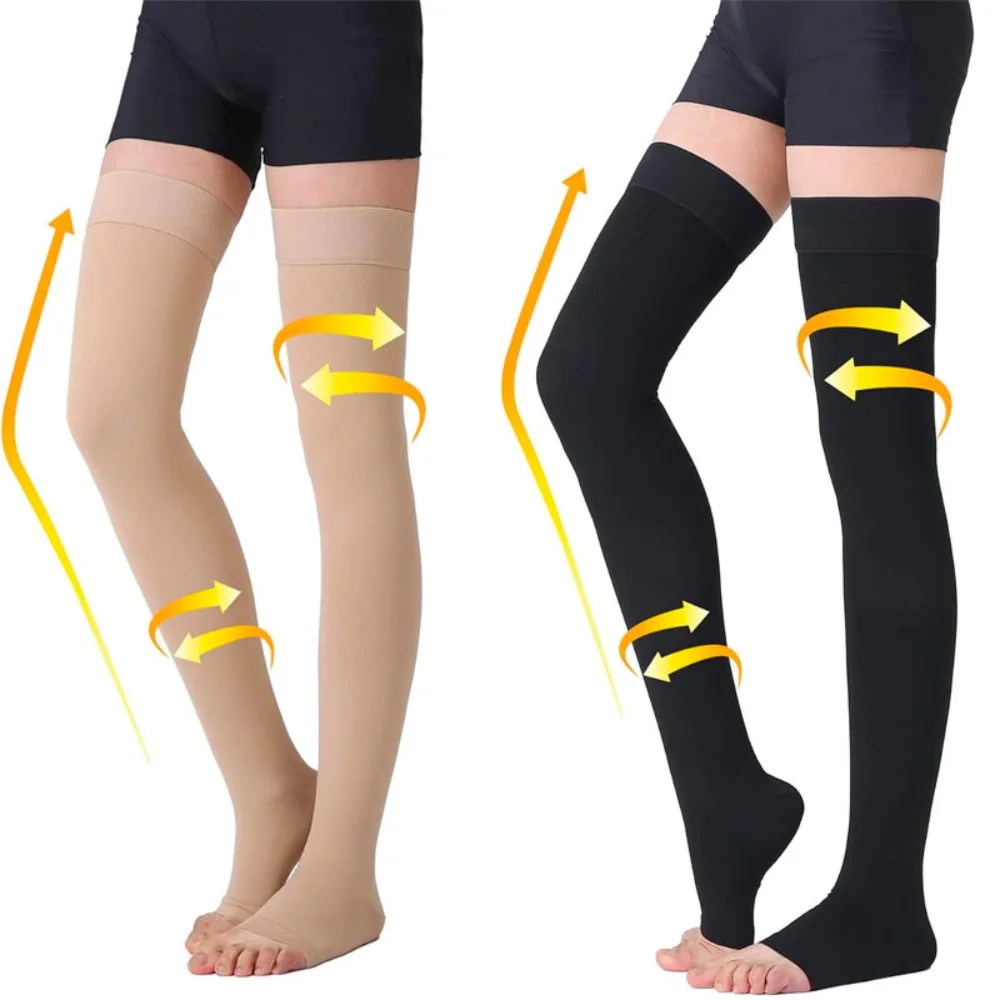 Medical Thigh High Compression Socks Firm Support 30-40mmHg Graduated Compression Hose for Varicose Veins, Edema