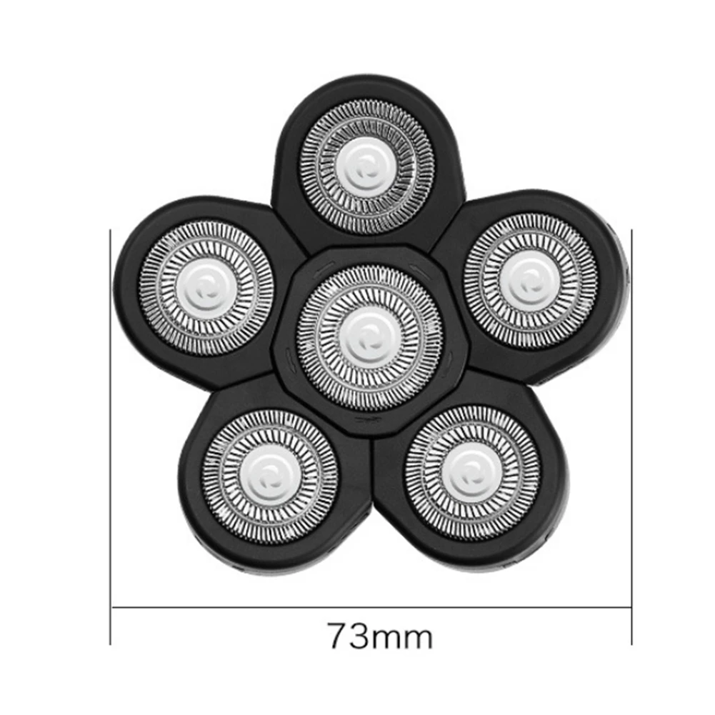หัวโกนแบบเปลี่ยนได้สำหรับผู้ชายหัวล้าน6หัวขนหนวดใบมีดอะไหล่ทำความสะอาดง่าย