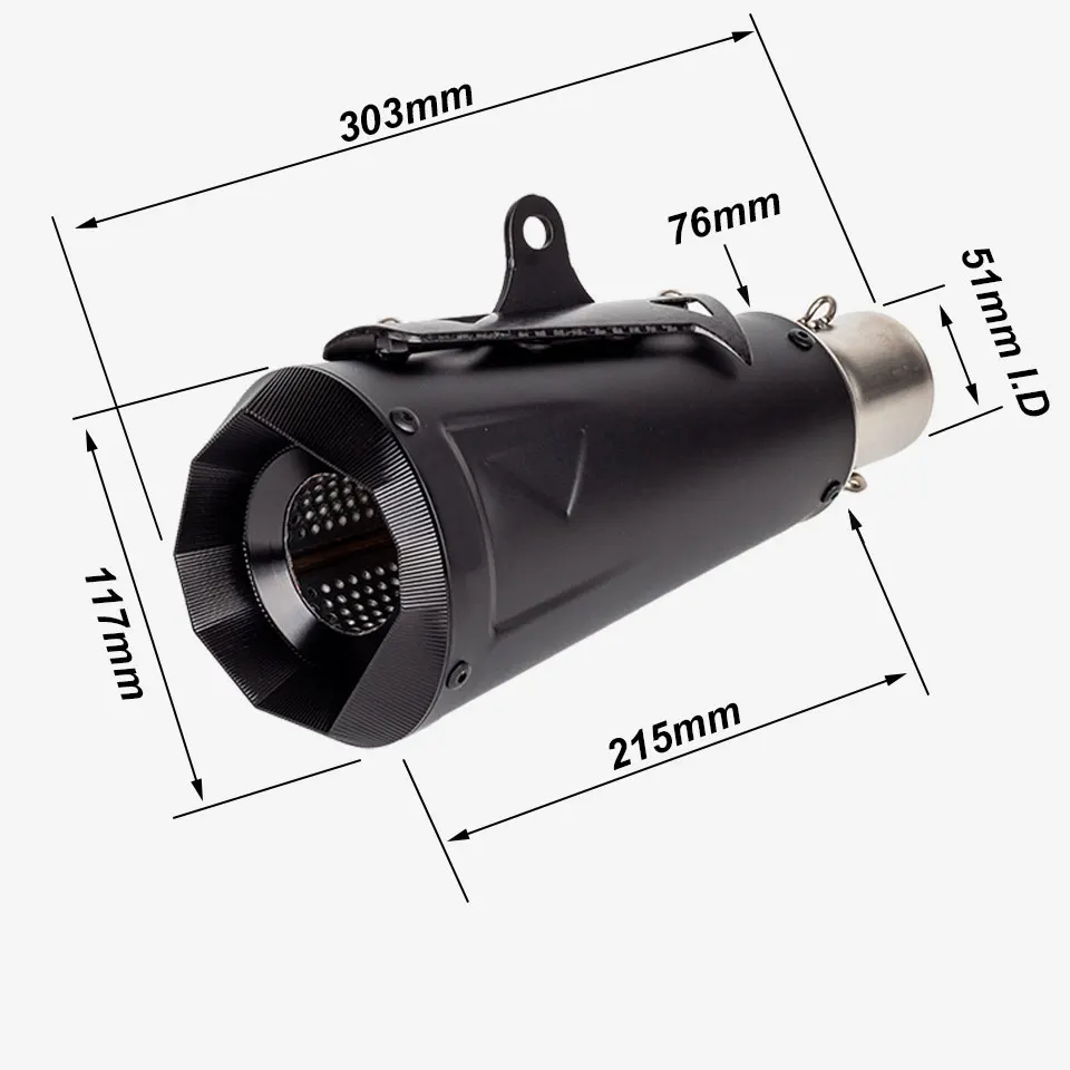 Motorcycle exhaust system muffler YA117X215 For MT10 RC390 GSX-8S CBR650 Z900 CB750 ZX10R  NINJA500 MT09