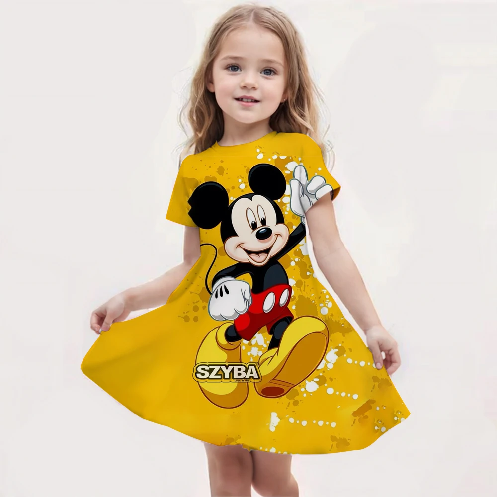 

Cartoon Mickey Print dress for girls Summer Fashion Princess Dress for children everyday casual short-sleeved clothes