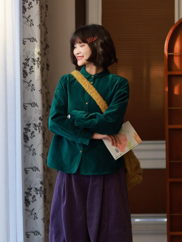 

Оригинальная женская рубашка Moadai, коллекция Весна 2026: высококачественная, утепленная, свободного кроя, из мягкого бархата, с эффектом похудения, для невысоких женщин.