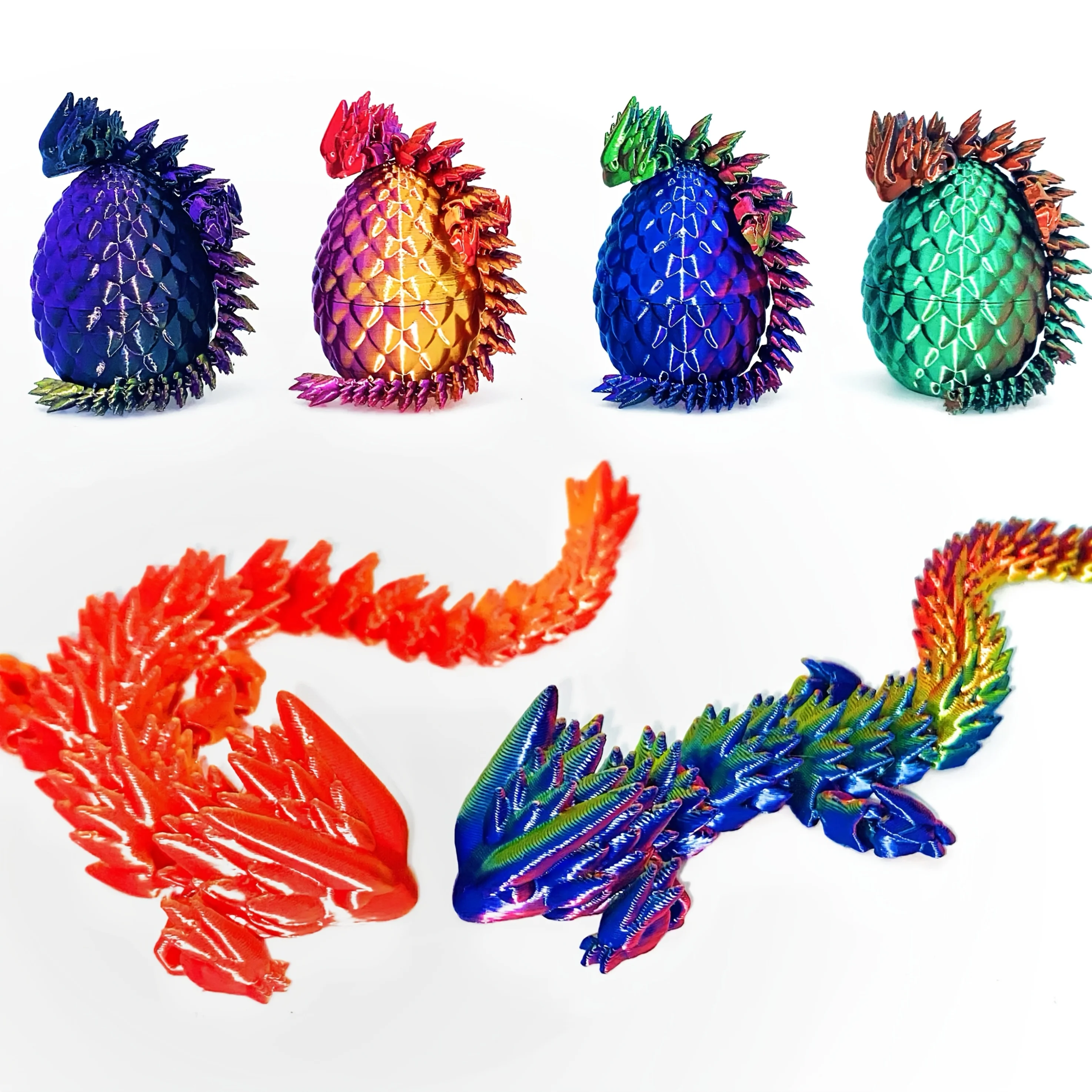 3D Printed Multi-Color Gradient 6cm Crystal Egg+Dragon Emperor, Christmas Gift, Essential Home Decoration for Fantasy Enthusiast