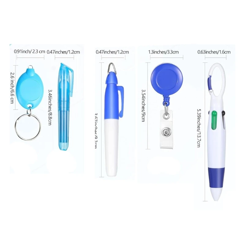 E9LB Выдвижной держатель для бейджей с поворотным зажимом «крокодил», держатель для катушек для бейджей 5-в-1 с маркером, ручка