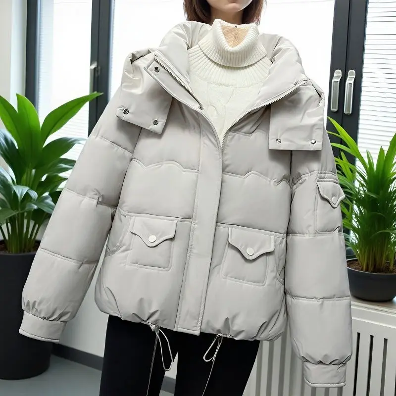 

Hooded Down Cotton Jacket Female Parkas Winter2026New Thick Warm Cotton Coat Women High Quality Outerwear Bread Clothes Overcoat