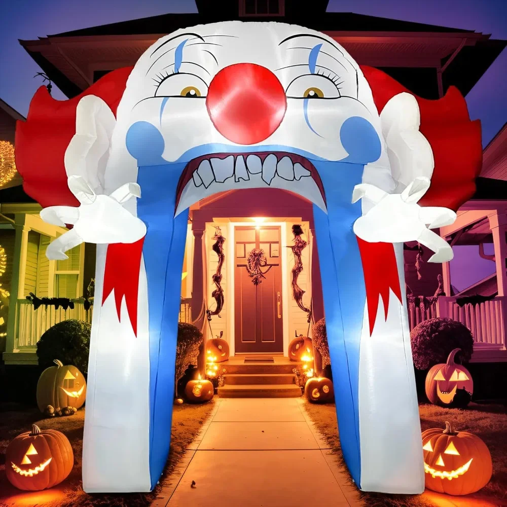 

10FT Halloween Inflatables Outdoor Decorations, Large Halloween Clown Archway Inflatable with LED Light, Halloween Arch Blow