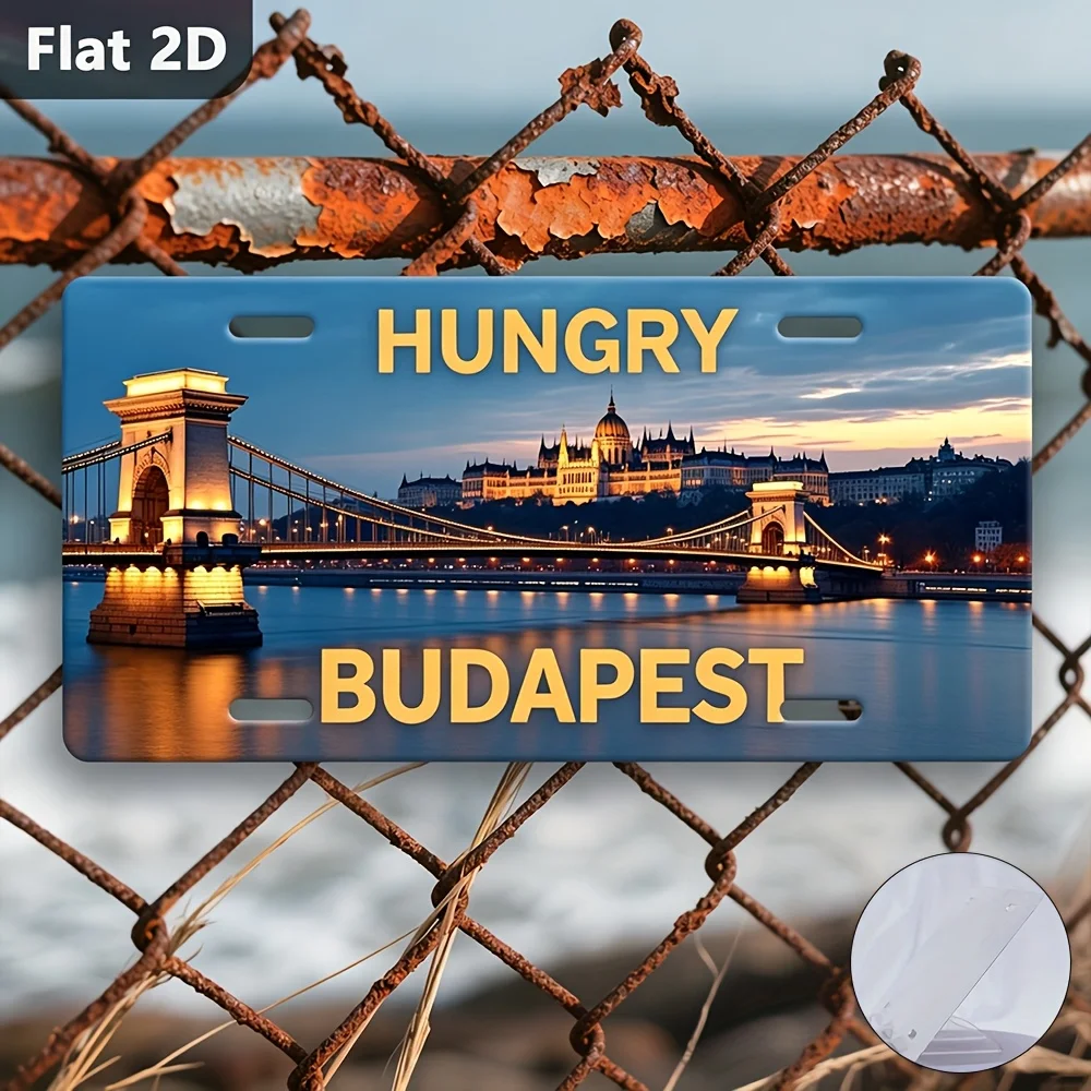 2D Flat, 1pc, Only for Decoration Decoration, Outdoor Signs & Wall Decor (12.0inch X 5.9inch), Budapest Chain Bridge, Hungary, R
