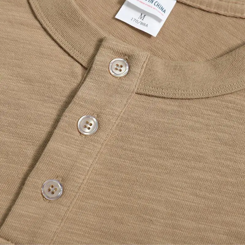 Japanese Retro Washed Amikaji Heavyweight 320g 100% Cotton Loose Solid Color Round Neck Men's Long Sleeved T-shirt view 2