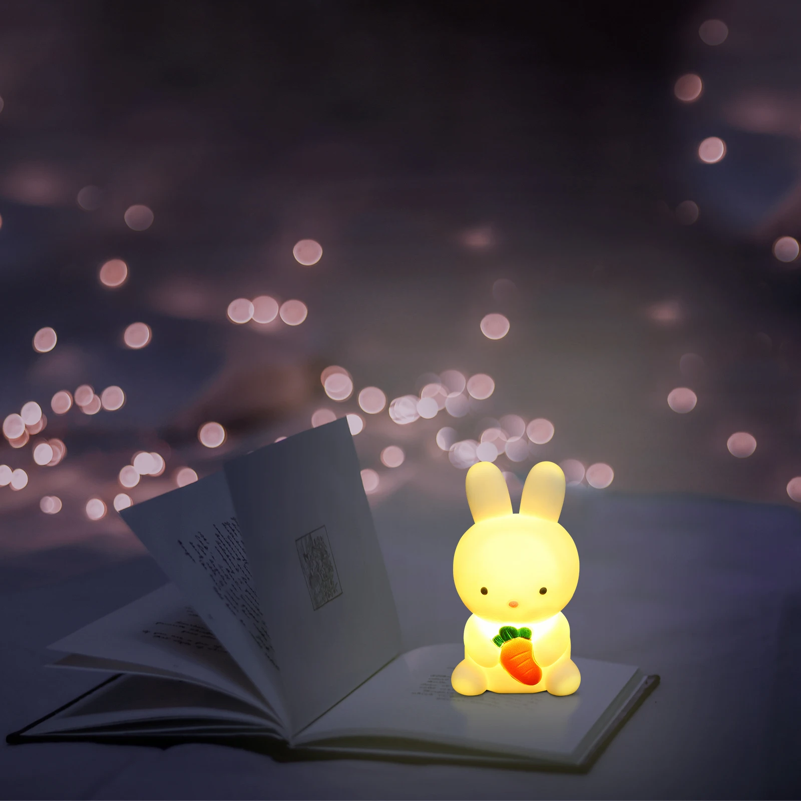 Lampada Notturna LED a Forma di Coniglietto, Luce da Comodino per Camera da Letto e Cameretta