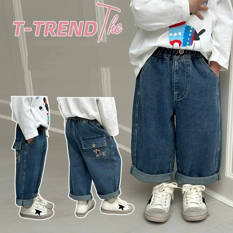 Ragazzi Jean Pantaloni Pantaloni lunghi Denim 2025 Nuovo arrivo Primavera Autunno Bambini per bambini Adolescenti Abbigliamento per bambini scolastici di alta qualità
