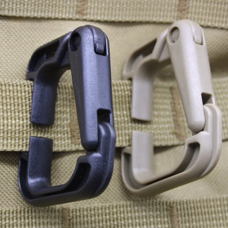 

5Pc Outdoor Camping Tool D TypePlastic Tactical Hook and Loop Tactics Backpack Hanging Webbing Hook Buckle for Hiking