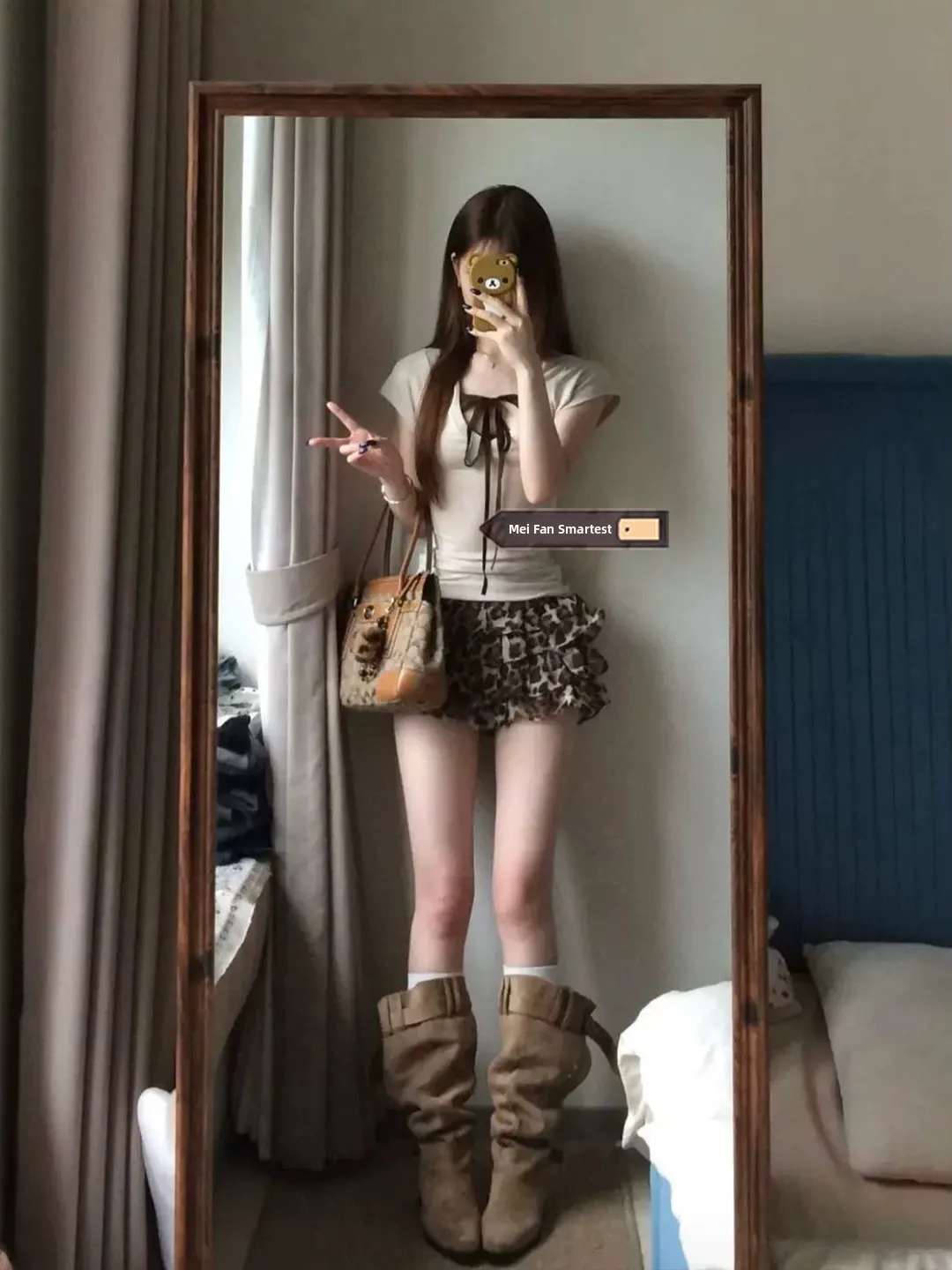 Korean Design Leopard Print  Skirt Women's Summer American Retro Small Cake Half Skirt High Waist Lace Micro Elastic Casual