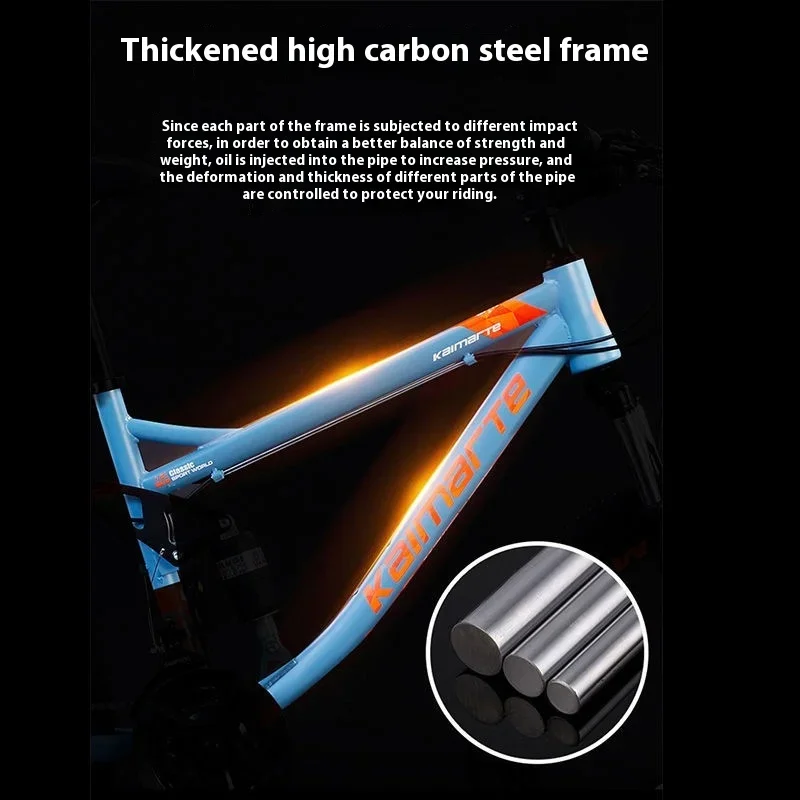 دراجة جبلية مقاس 26 بوصة للطلاب، دراجة مزدوجة ممتصة للصدمات وسرعة متغيرة للطرق الوعرة للبالغين وخفيفة الوزن #3