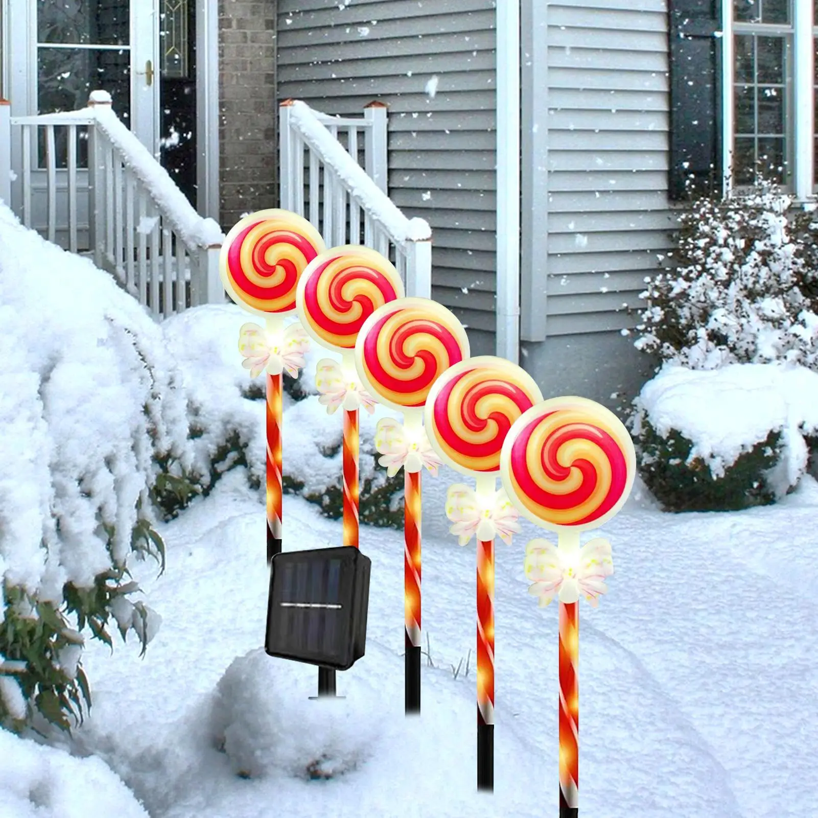 Solar Candy Cane Lights Outdoor Festive Solar Powered Christmas Candy Cane Pathway Markers For Driveway Patio Yard Lawn Garden