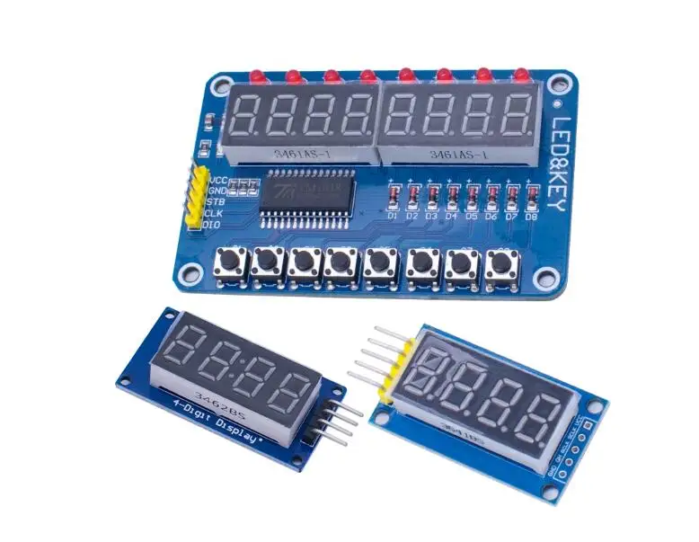 وحدة عرض LED مكونة من 4 أرقام مكونة من 8 أرقام TM1637 شاشة LED 595 سائق TM1638 سطوع قابل للتعديل مع الساعة