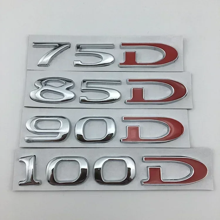 테슬라 모델 3 S X Y 75D 85D 90D 100D 리어 트렁크 테일게이트 엠블럼 배지 스티커 3D 메탈 자동차 스타일링 액세서리 썸네일 3