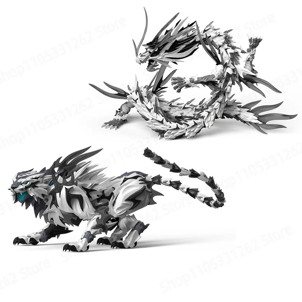 Shan Hai Jing Series Assembly Model Ink White Tiger White Dragon Gift Ornament