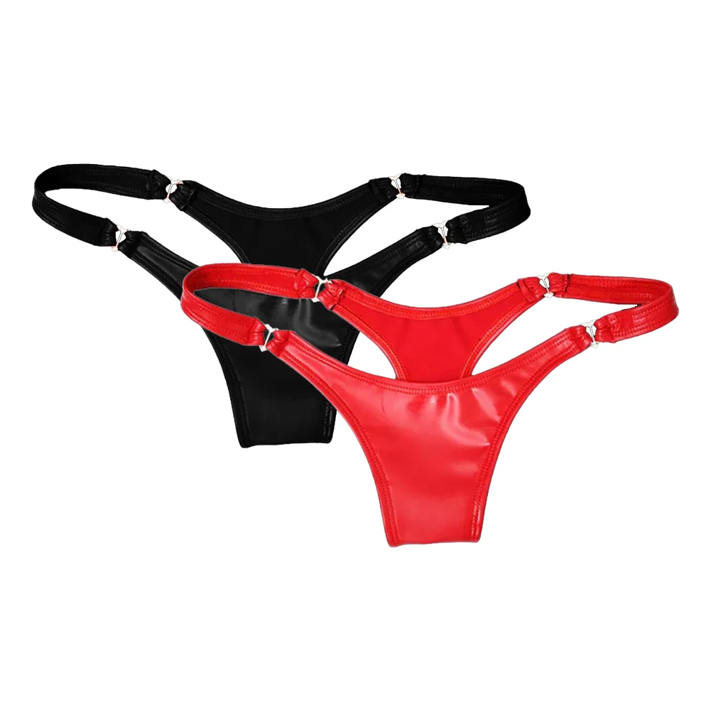 

2026 Sexy Lingerie Womens PVC Leather Thongs G-string Bikini Erotic Panties Stretch Knickers Low Waist Briefs Seamless Underwear