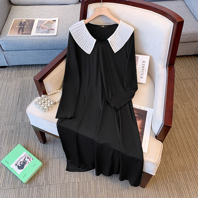 

150Kg Plus Size Women's Bust 134cm Spring Summer Thin Strap Long Dress Peter pan Collar Style Dress 5XL 6XL 7XL 8XL 9XL