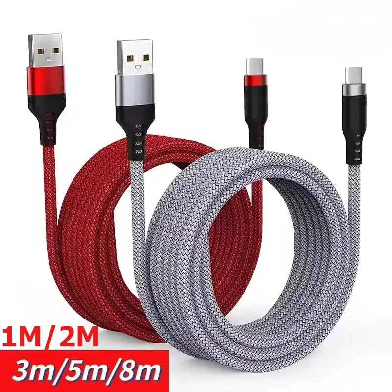 General USB to Type-C Fast Charging Braid Anti-winding Durable Charging Cable Multi-Specification 1/2/3/5m Android Mobile Phone