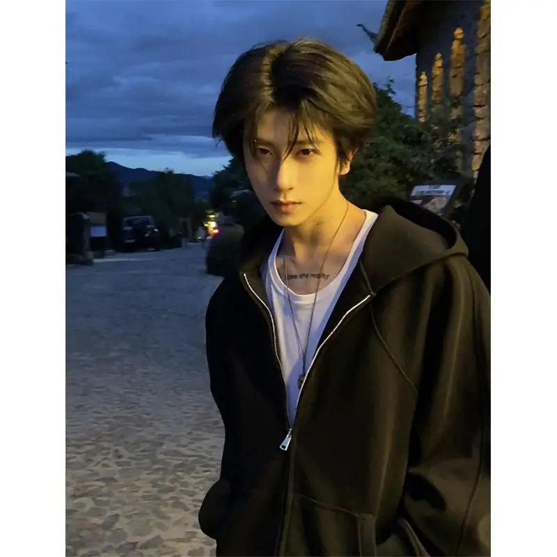 

Mens With Hat Hoodies Clothing Netball Regular Windproof Linen Spring Aesthetic Draw Trendy Korean Black Hatless Knights Styles