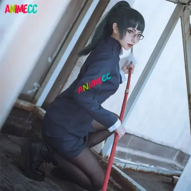 Disfraz de Anime Jujutsu Kaisen, peluca Maki Zenin, falda superior Zen en Maki, uniforme de fiesta de Navidad y Halloween, zapatos de peluca para hombres y mujeres