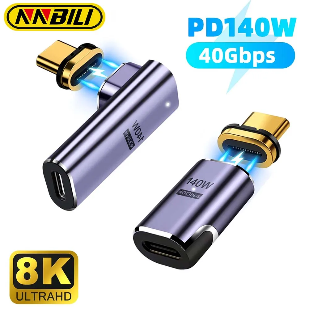 Nnbili 140w usb 4,0 40gbps thunderbolt magnetisch typ-c otg usb c zu usbc schnell lade magnet konverter kabel 8k @ 60hz usb c adapter