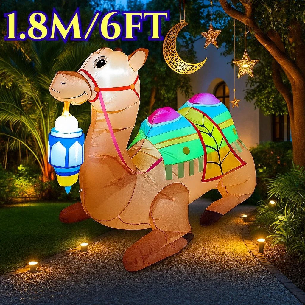 

Mubarak Islamic Inflatable Toy 1.8M/6FT Lying Camel Muslim Ramadan Outdoor Decoration Eid Al Fitr Model Decoration Supplies